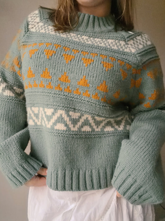 Sage Chevron Knit Sweater