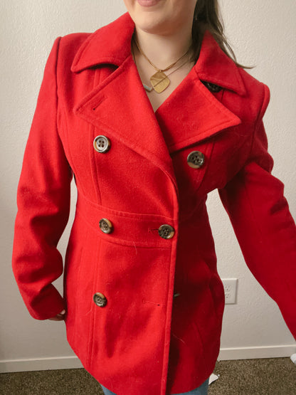 Red Wool Button Up Coat | From the Rack | Grace Thrifts
