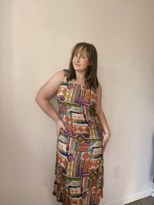 Multi-Print Sleeveless Knit Dress