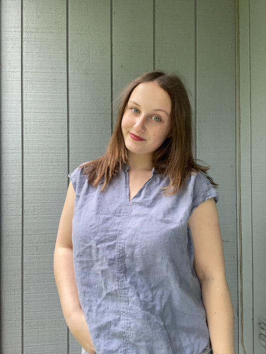 Blue Linen Blouse
