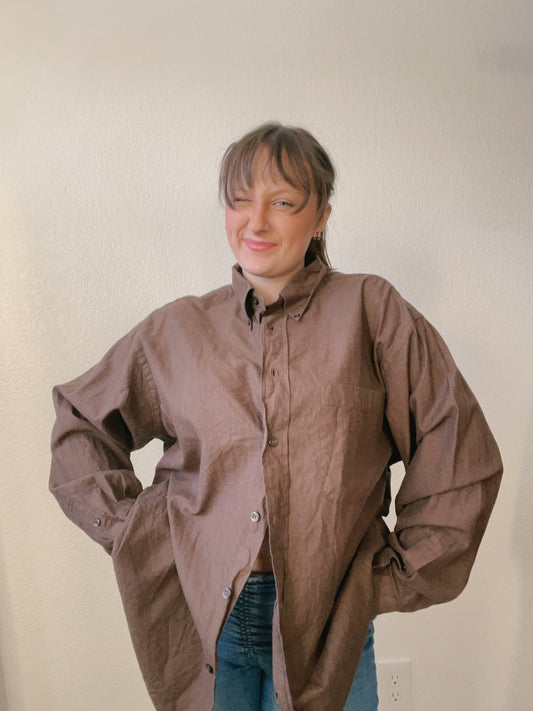 Brown Button Up Dress Shirt