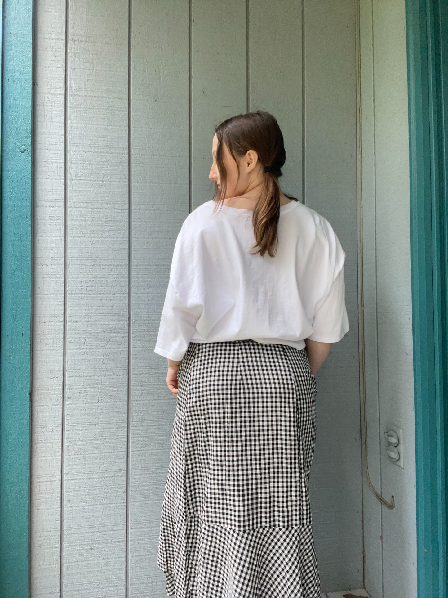 B&W Gingham Maxi Skirt