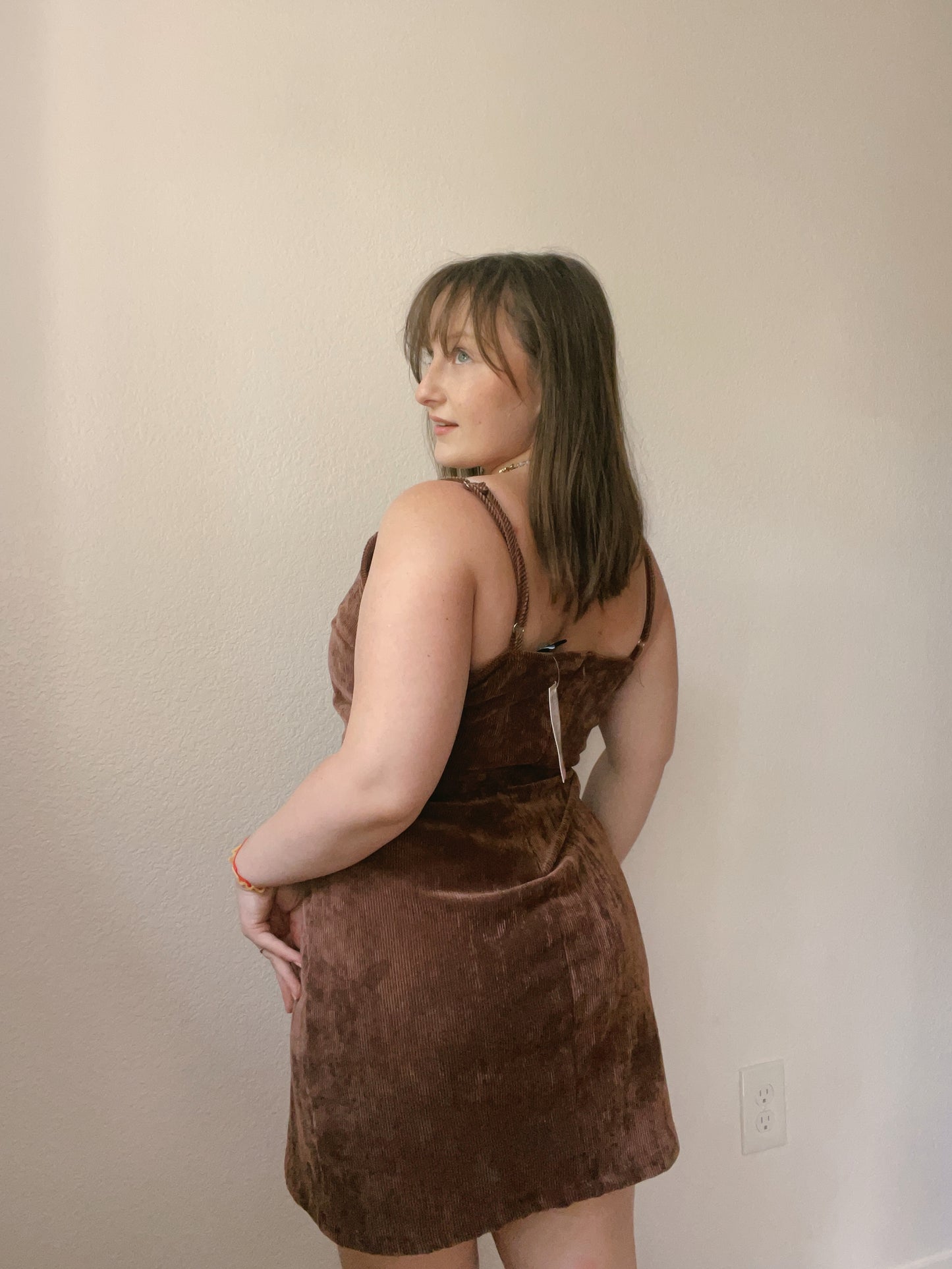 Brown Corduroy Mini Dress