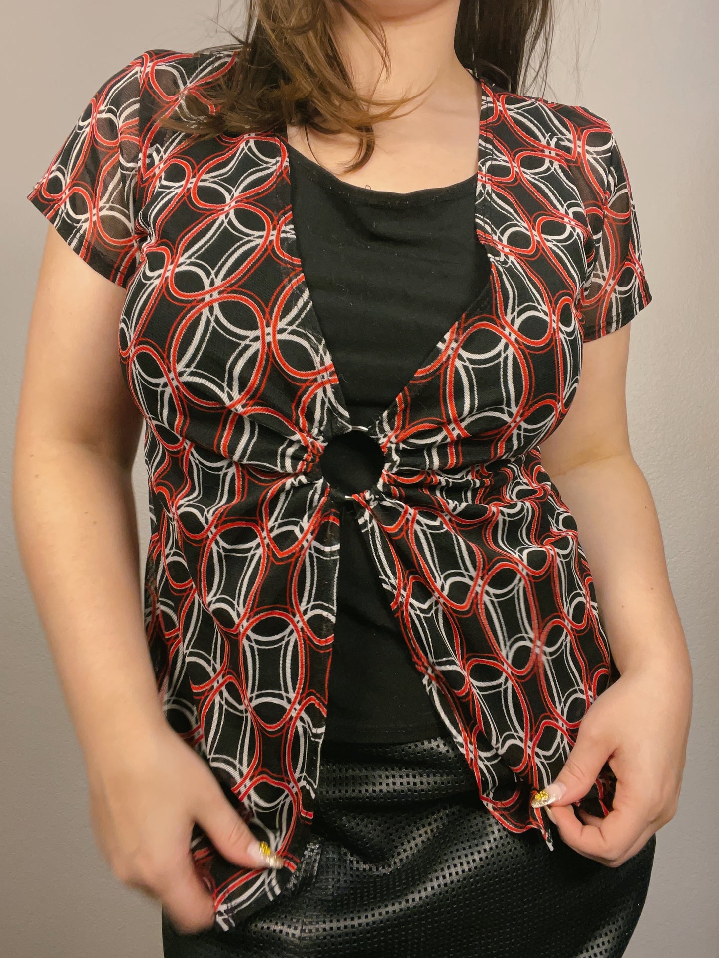 Y2K Circular Print Top