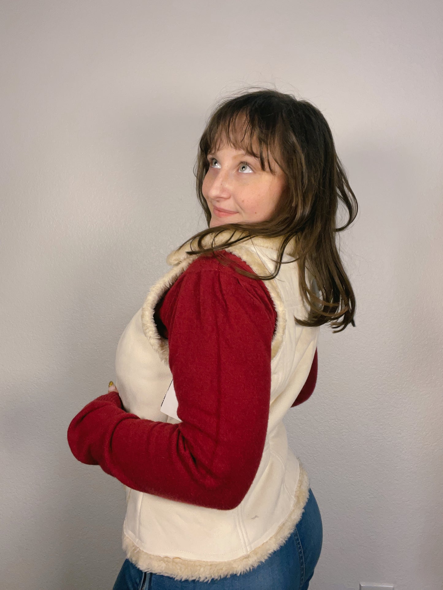 Y2K Cream Fur Vest | From the Rack | Grace Thrifts