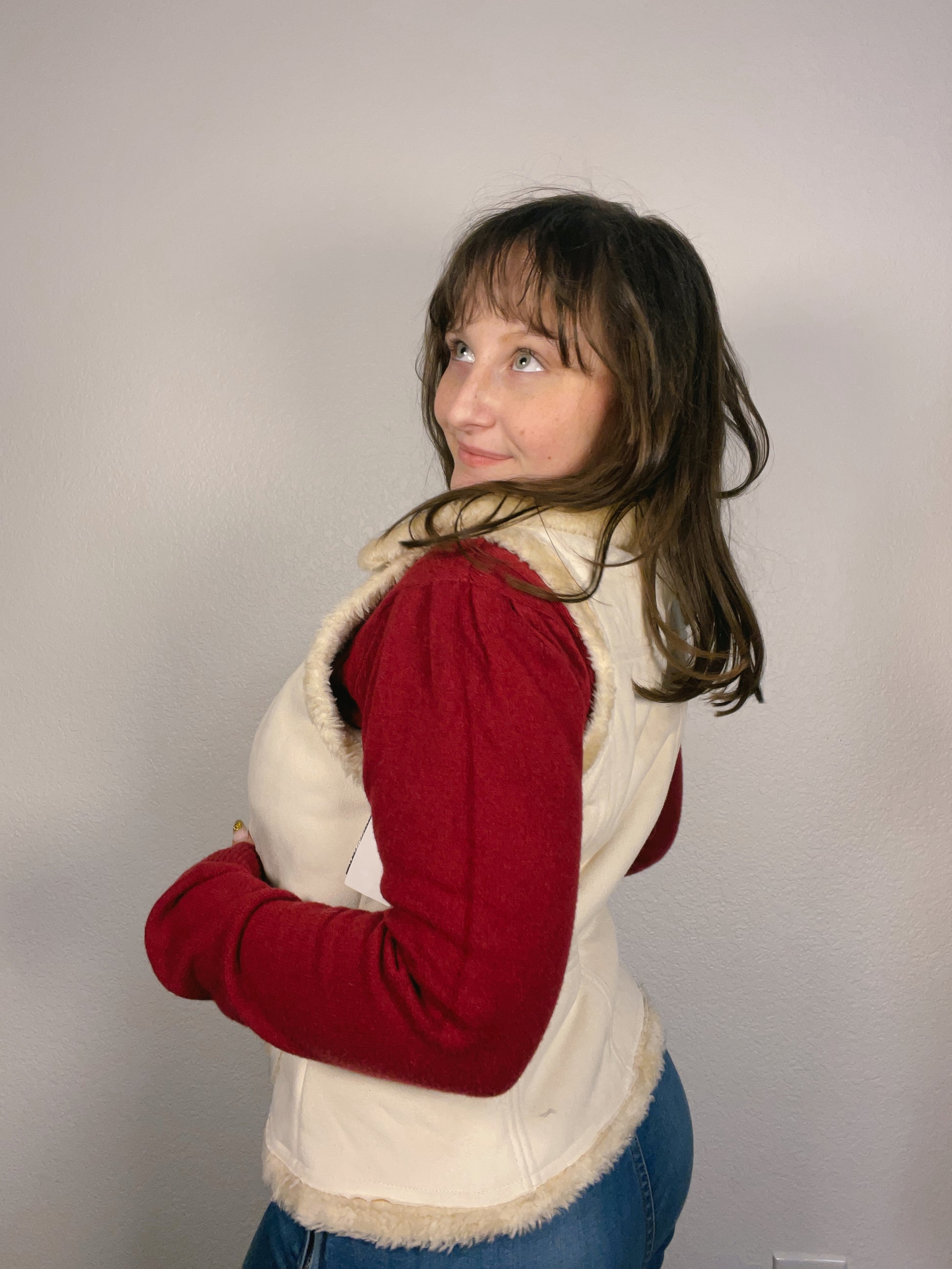 Y2K Cream Fur Vest | From the Rack | Grace Thrifts