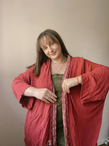 Burnt Orange Embroidered Cardigan