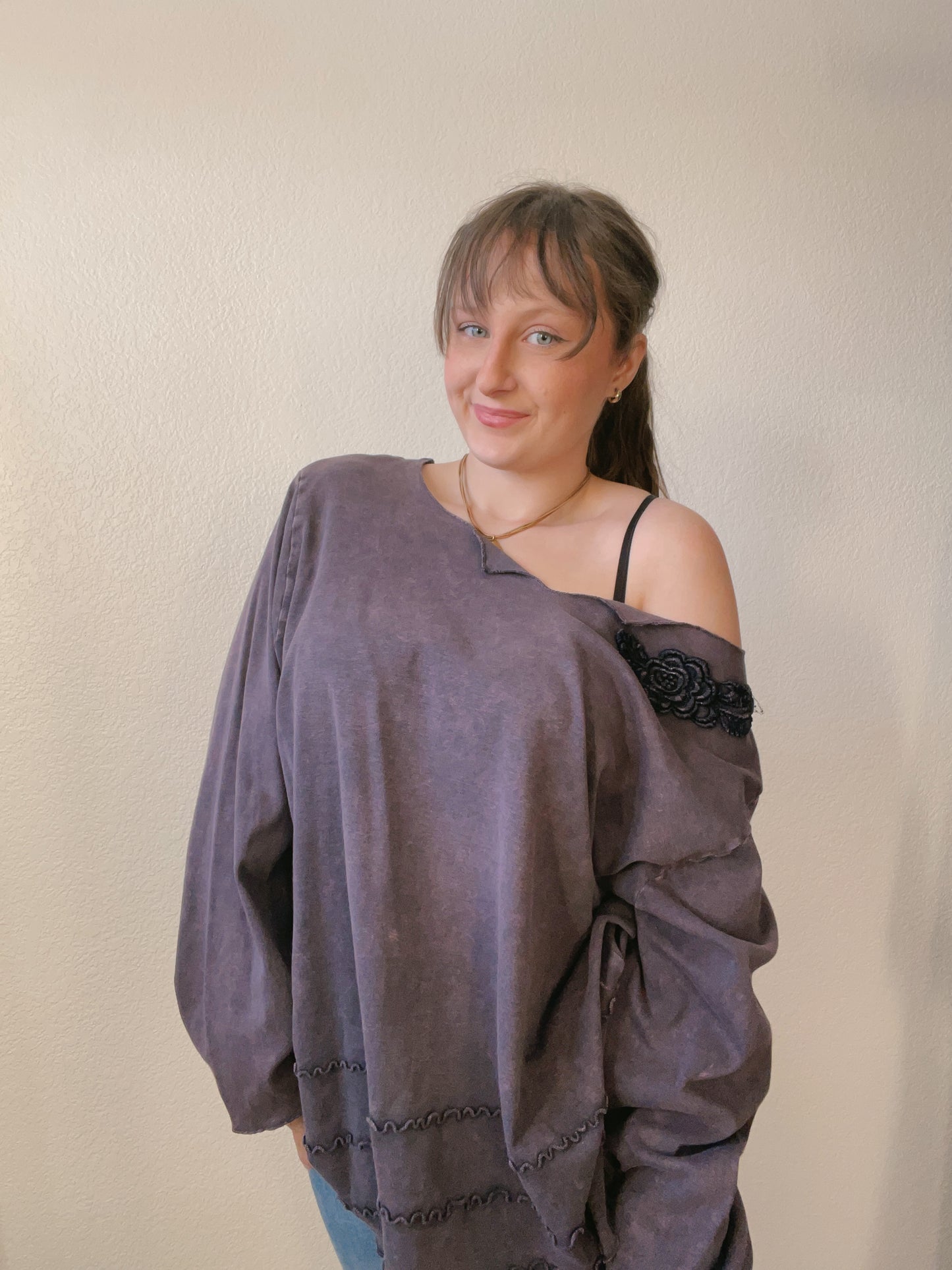 Plum Ruffle Long Sleeve Top