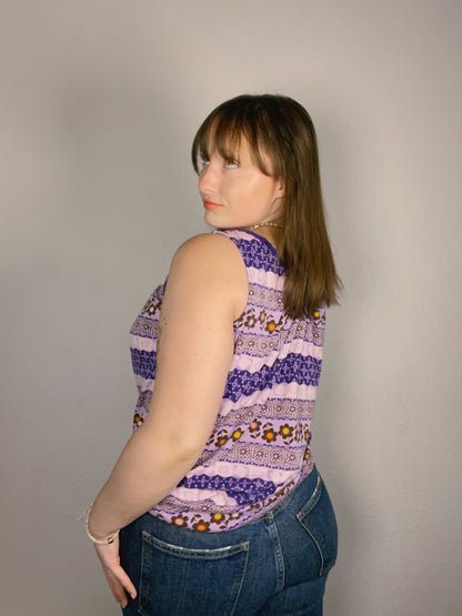 Purple Striped Lace Tank
