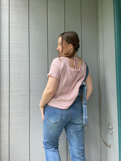 Distressed Skinny Overalls