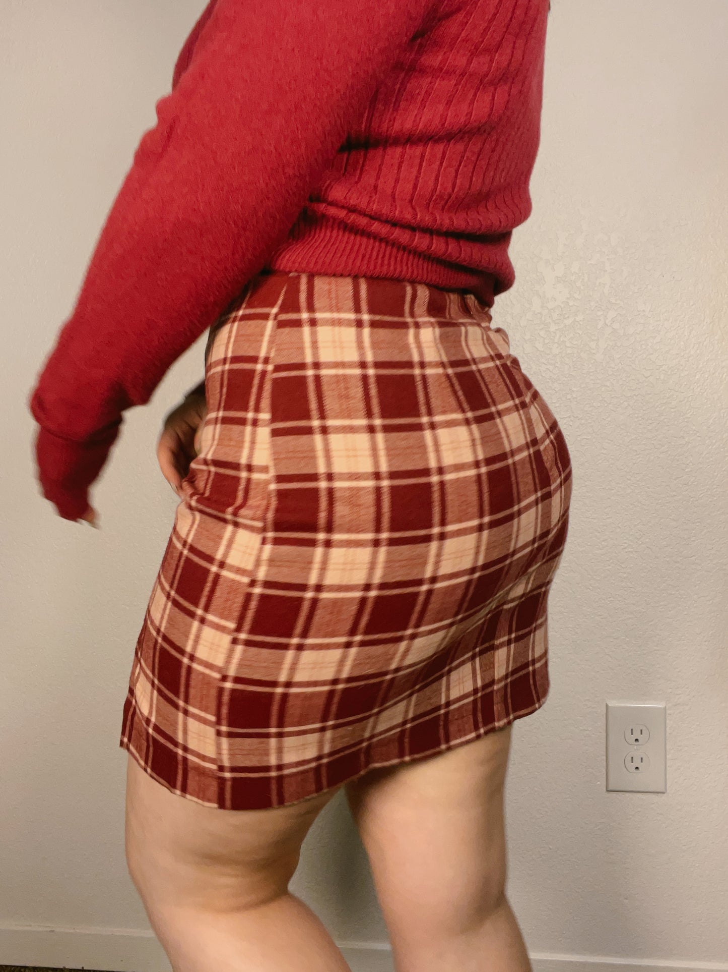 Pink & Red Plaid Mini Skirt | From the Rack | Grace Thrifts