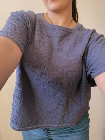 Navy Smocked Crop Top