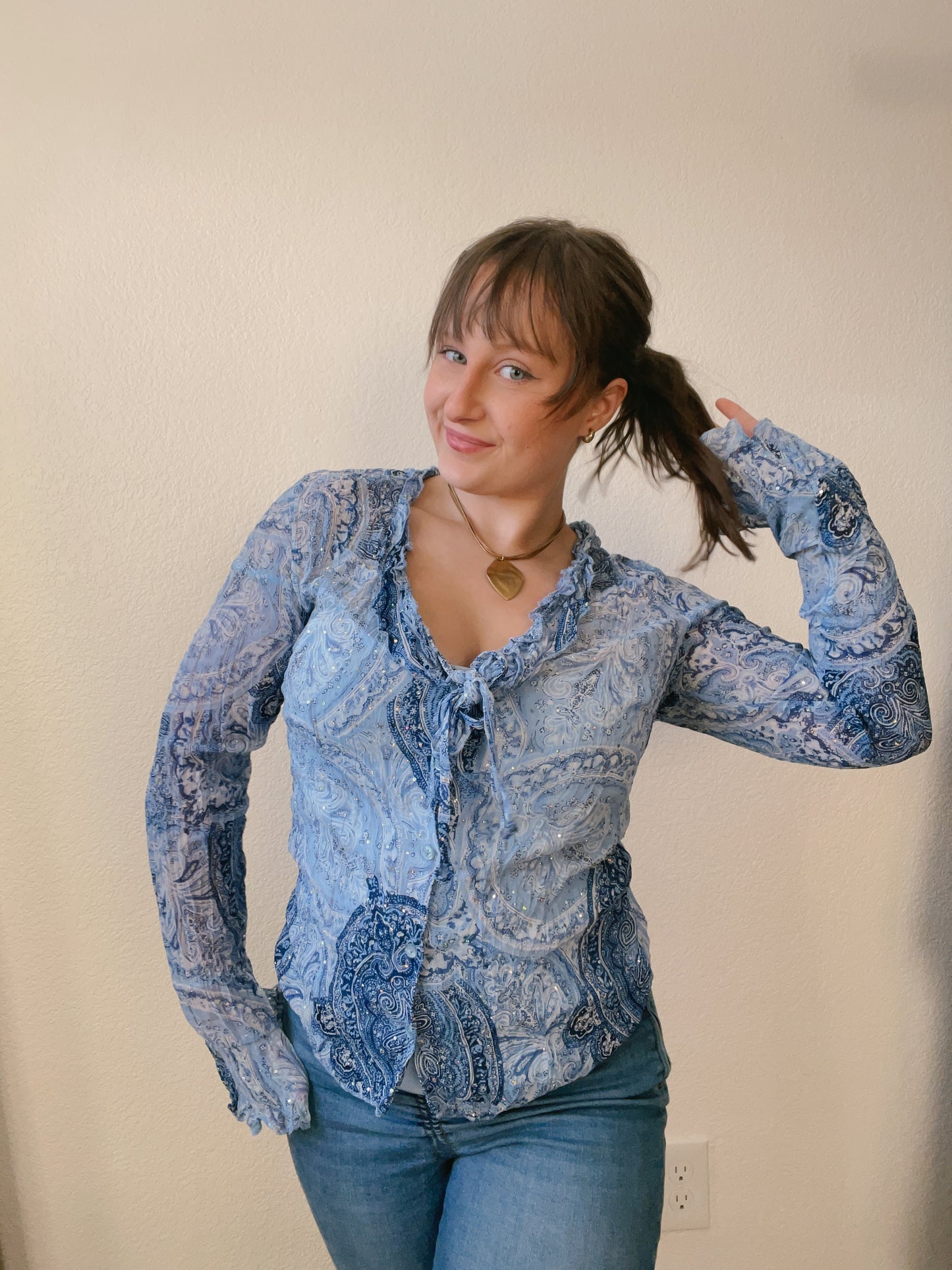 Y2K Silvermist Blouse