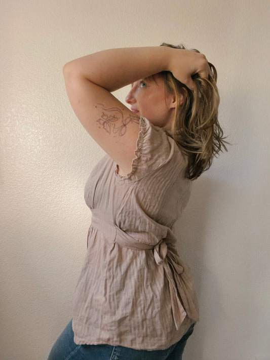 Beige Lace Babydoll Blouse