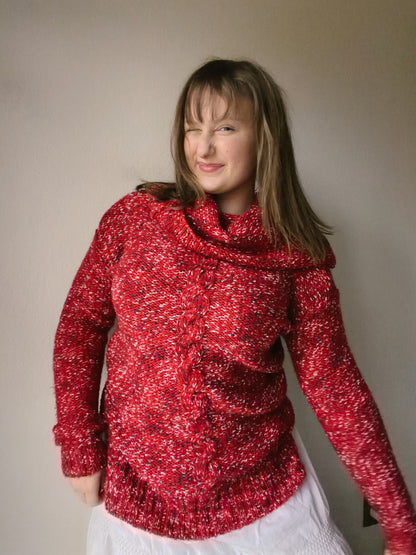 Red Bulky Turtleneck Sweater