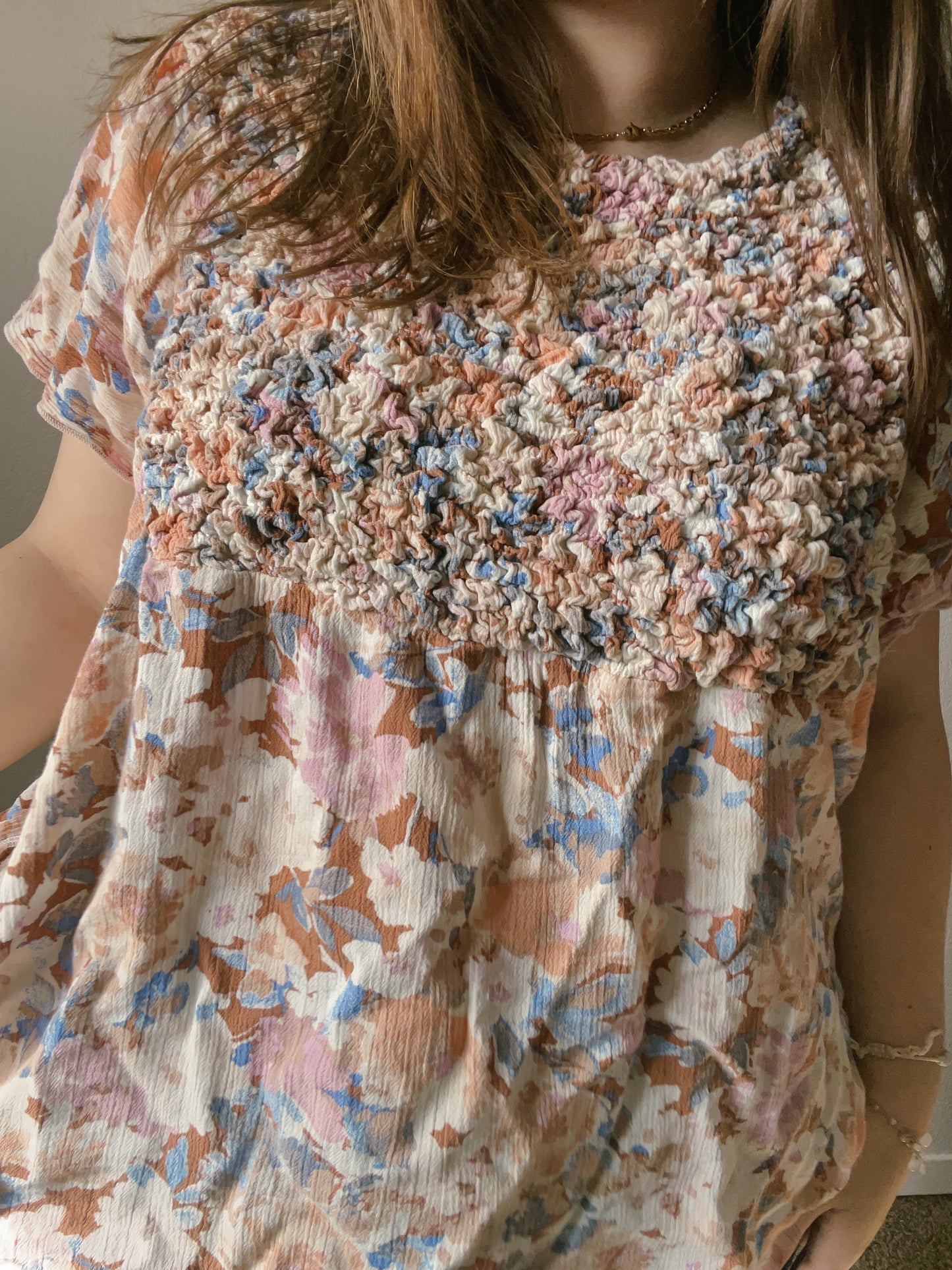 Boho Scrunch Floral Blouse