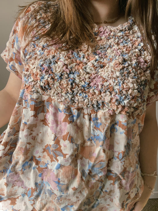 Boho Scrunch Floral Blouse