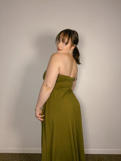 Sage Strapless Midi Dress