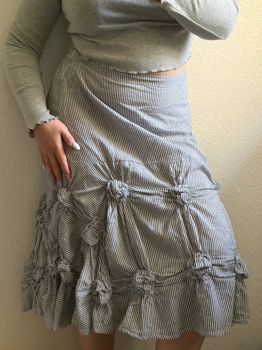 Knotty Striped Midi Skirt