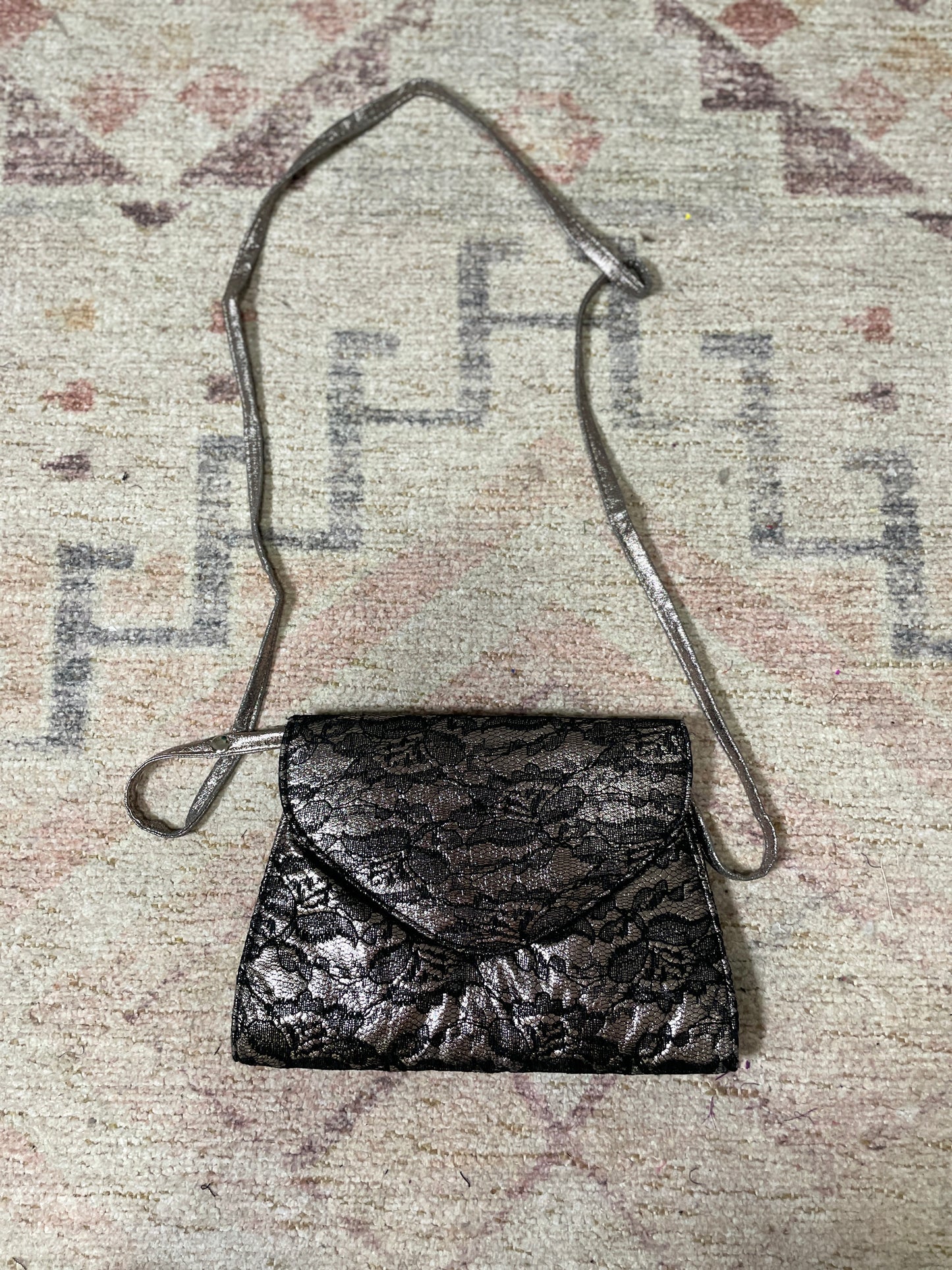 Silver Lace Flip Open Crossbody