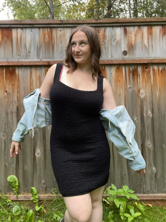 Black Textured Mini Dress