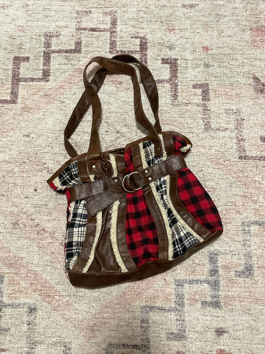 Brown Plaid Patchwork Purse | From the Rack | Grace Thrifts