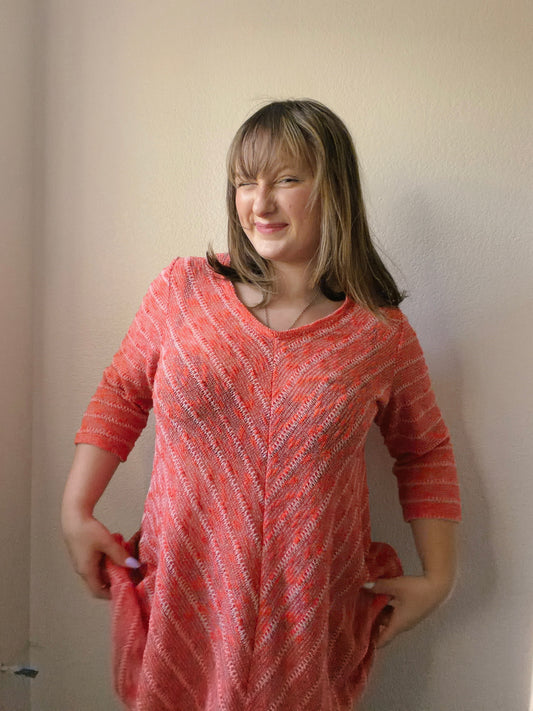 Peach Chevron Knit Top