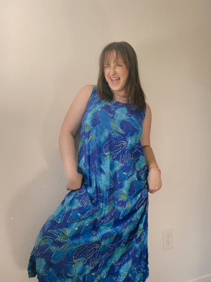 Sleeveless Fish Maxi Dress