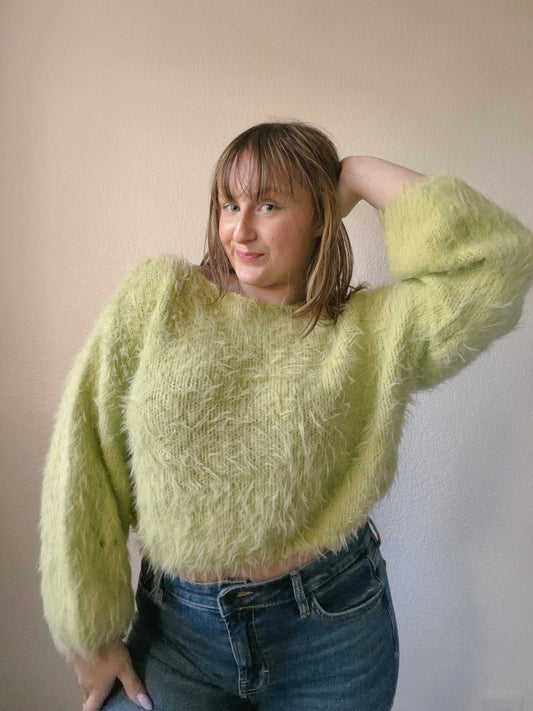 Free People | Lime Fuzzy Sweater