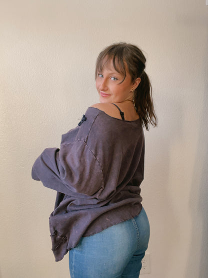 Plum Ruffle Long Sleeve Top