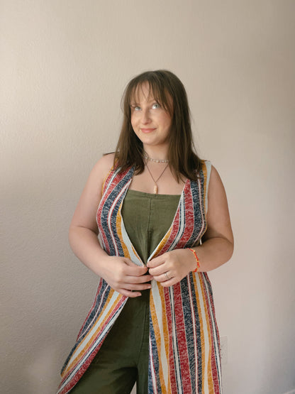 Primary Stripe Sleeveless Cardigan