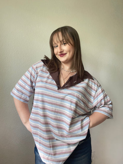 Brown Striped Polo