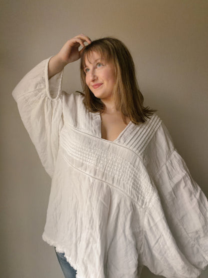 Puff Sleeve Gauze Blouse