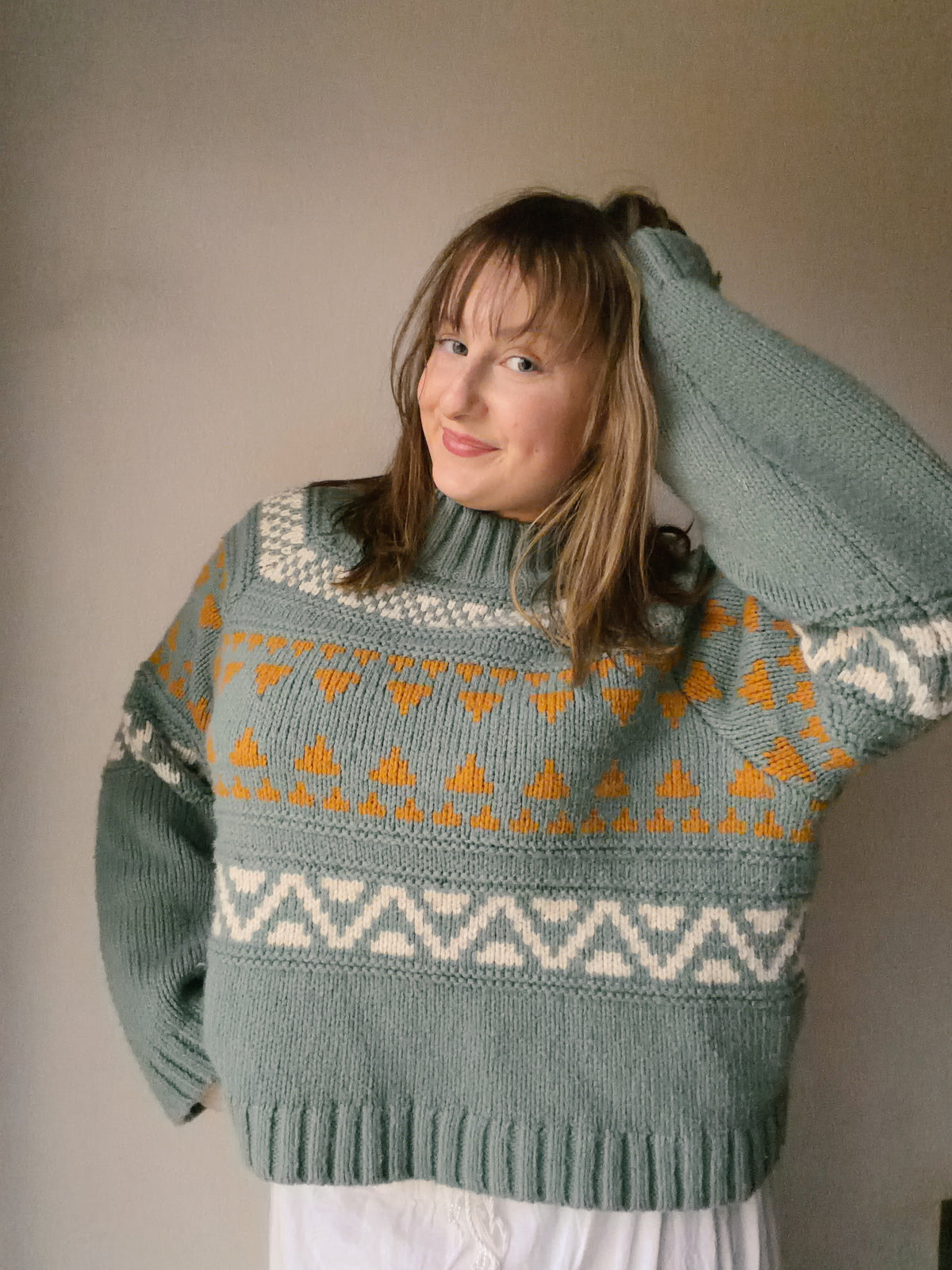 Sage Chevron Knit Sweater