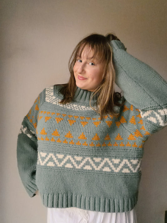 Sage Chevron Knit Sweater