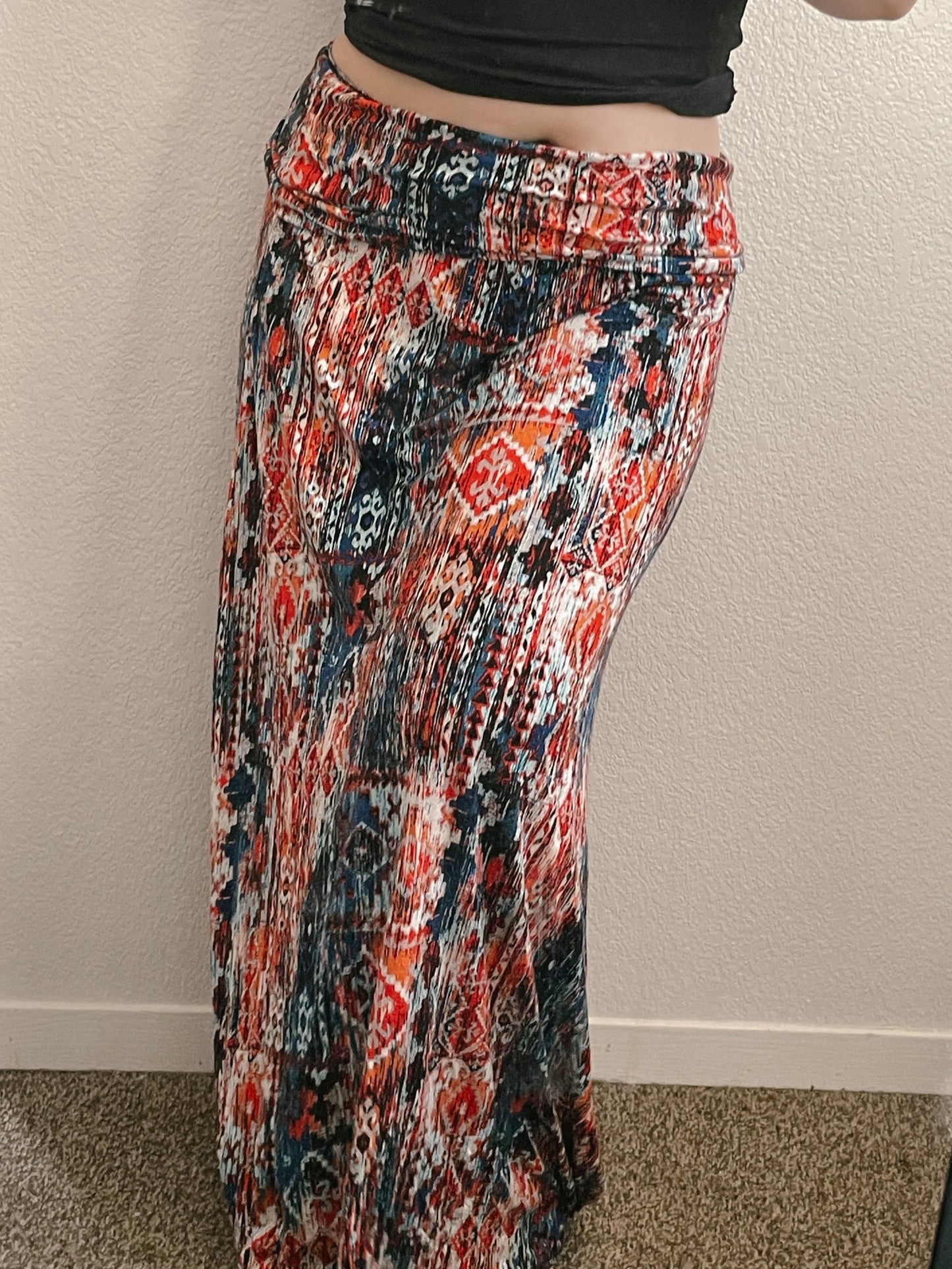 Blue & Orange Maxi Skirt