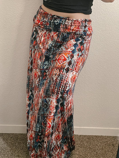 Blue & Orange Maxi Skirt