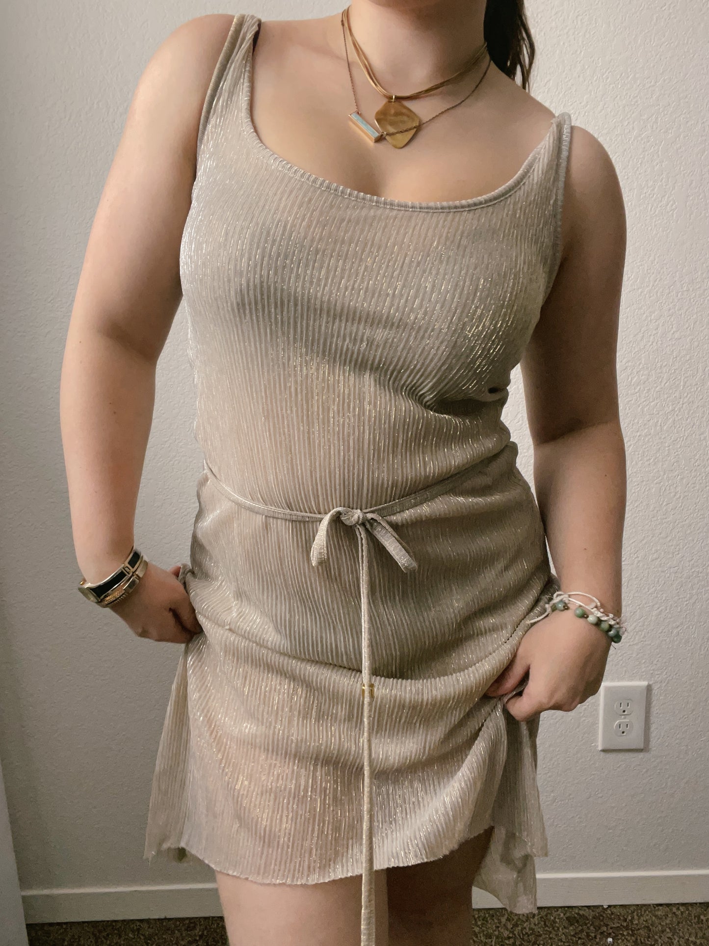 Gold Shimmer Sleeveless Dress