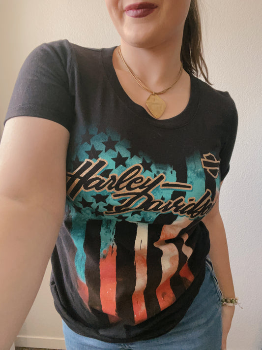 NWT Harley Davidson Flag Graphic Tee
