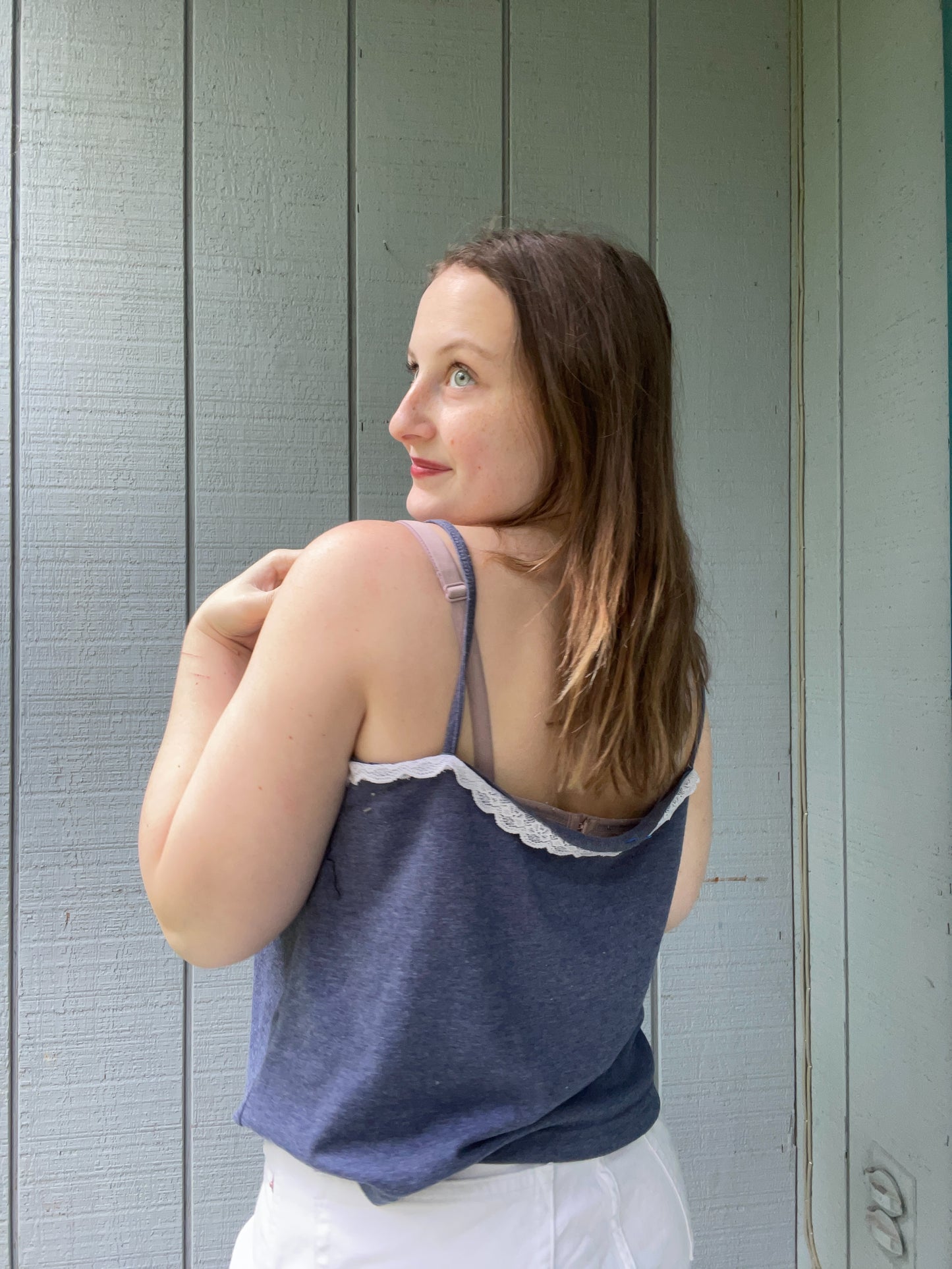 Navy Lace Tank Top