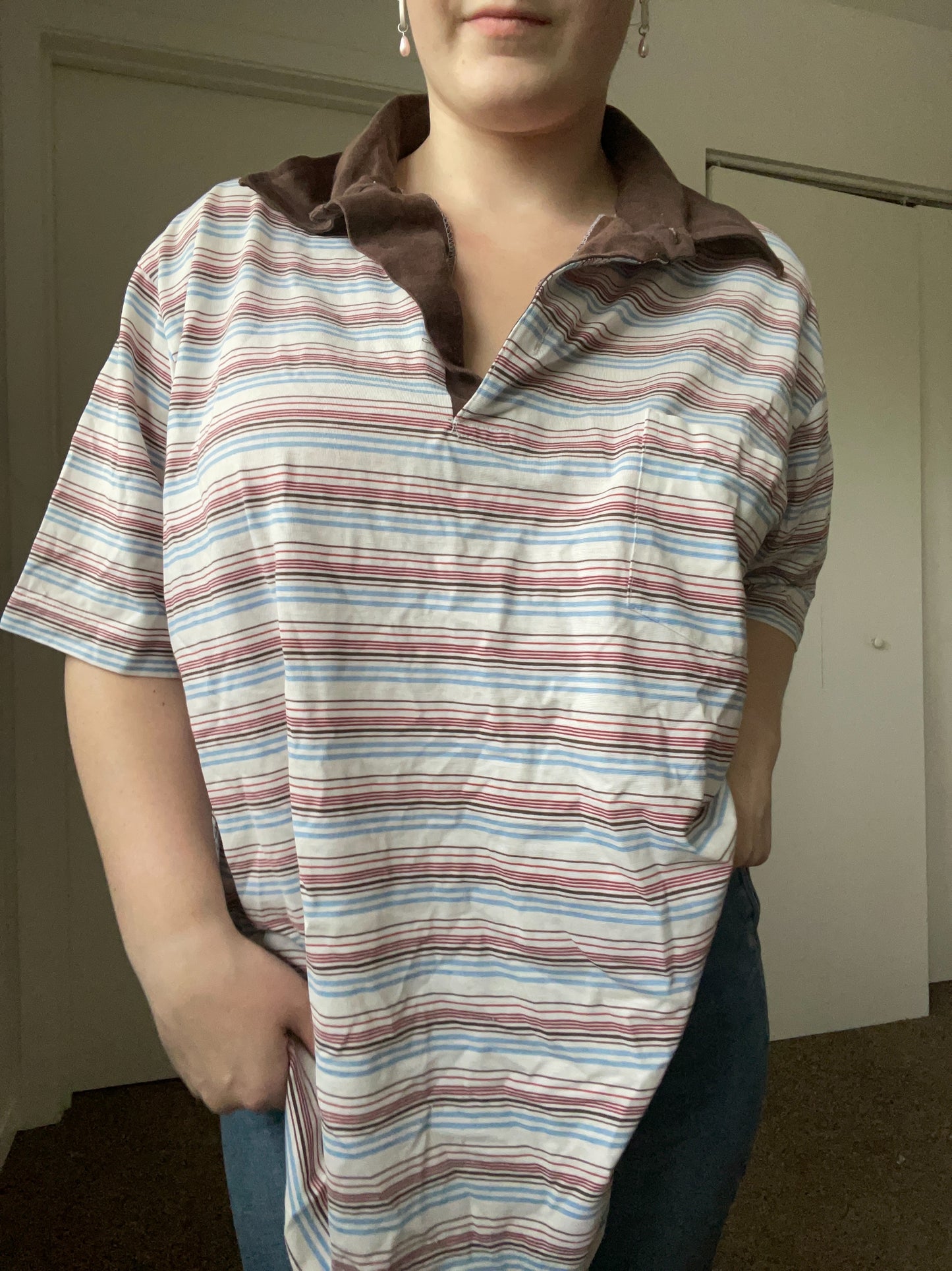 Brown Striped Polo | From the Rack | Grace Thrifts