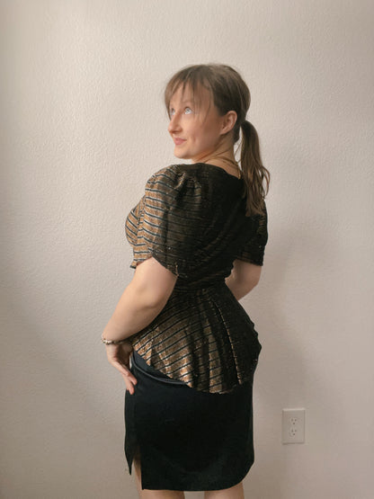 Vintage Gold & Black Midi Dress | From the Rack | Grace Thrifts