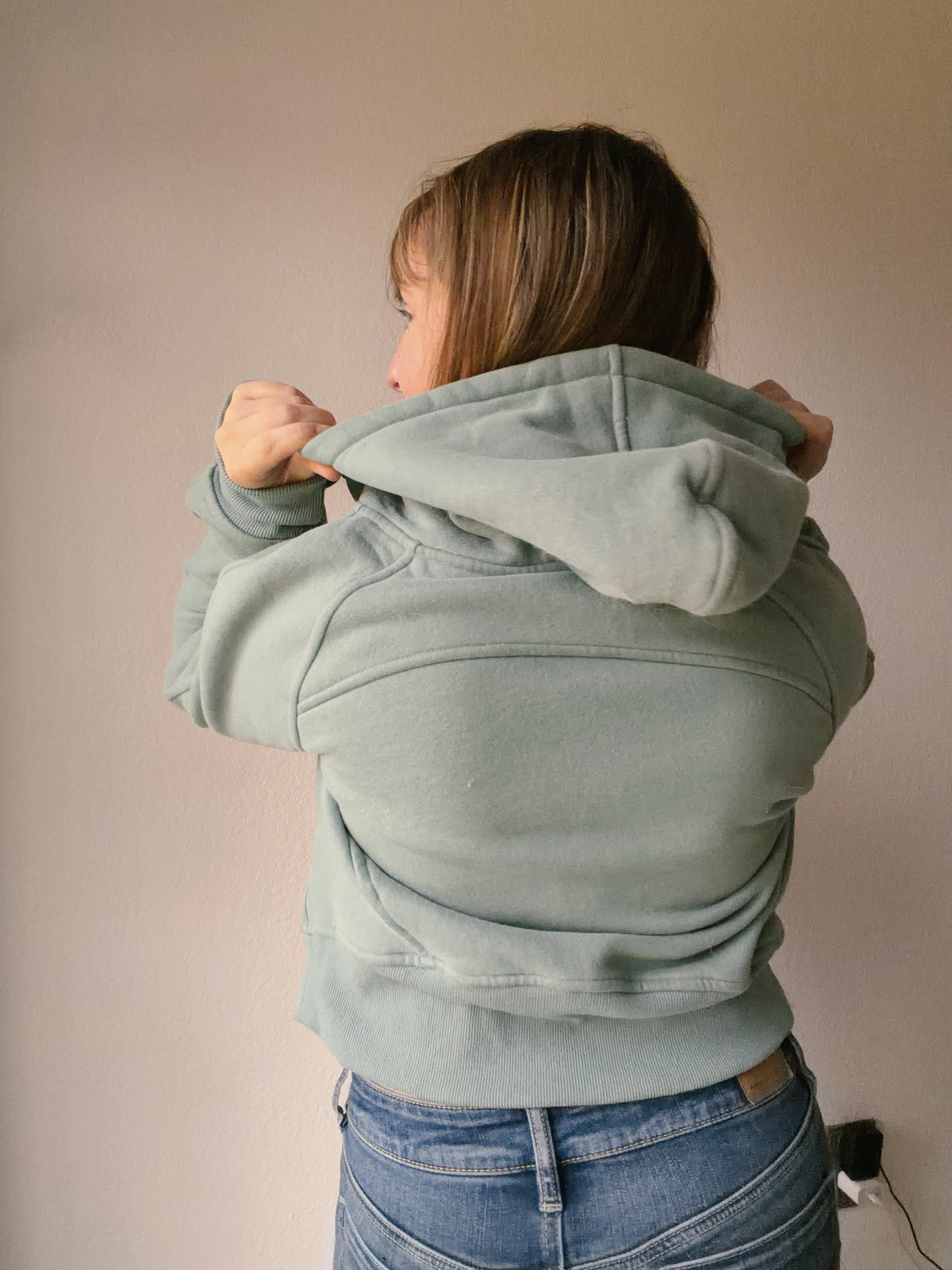 Cropped Teal Zip Up Hoodie