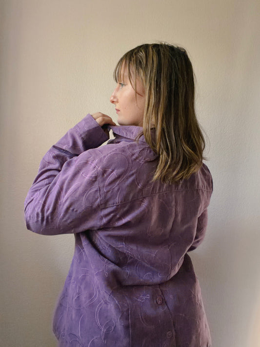 Purple Swirl Button Up Top