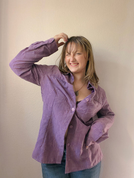 Purple Swirl Button Up Top