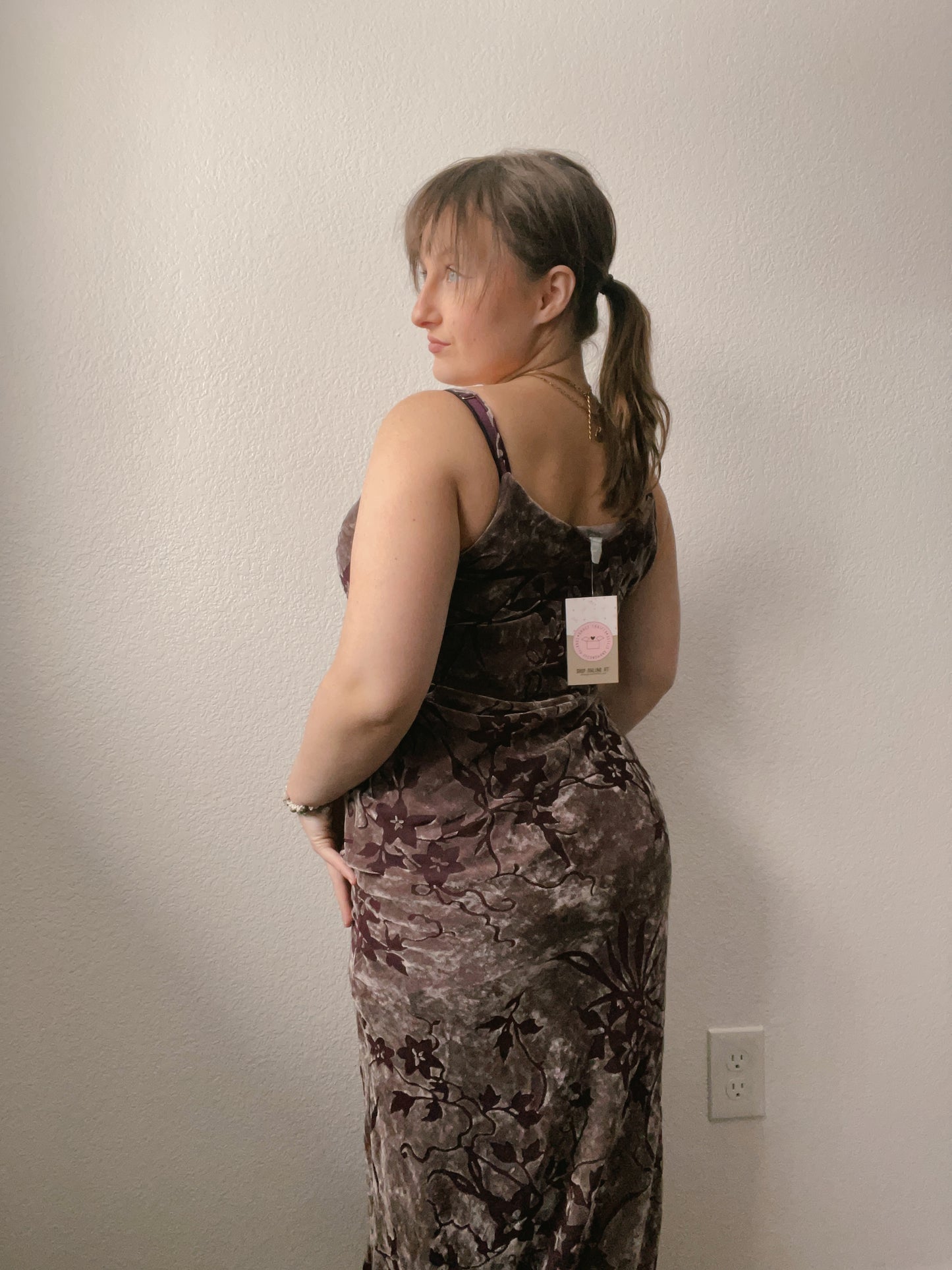 Mauve Velvet Maxi Evening Dress