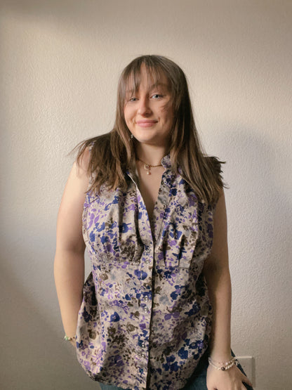 Purple Speckled Button Up Blouse