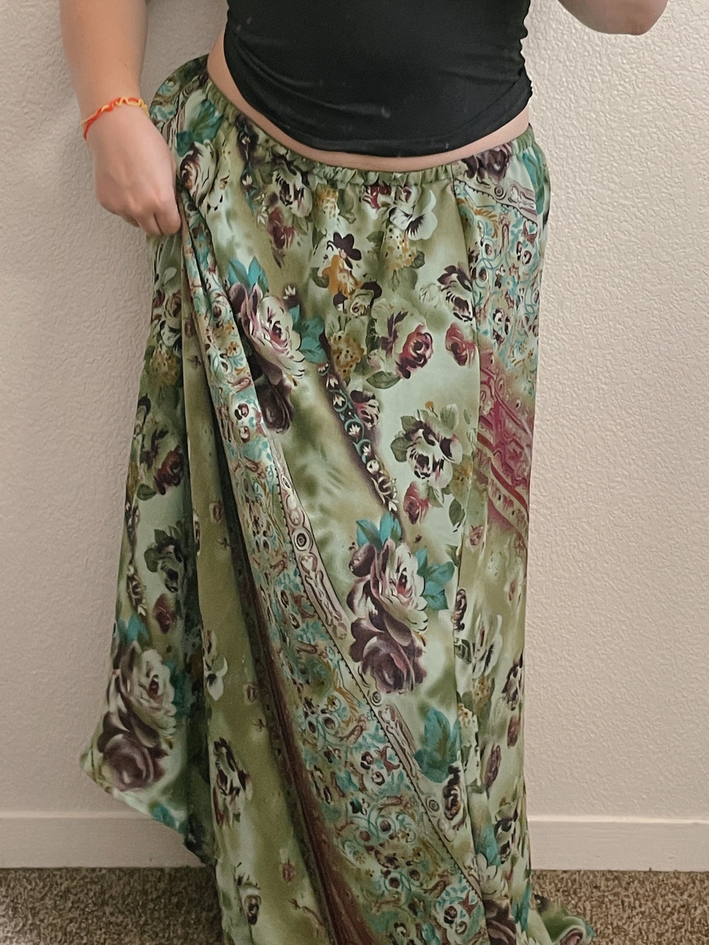 Sage Bandana Floral Maxi Skirt