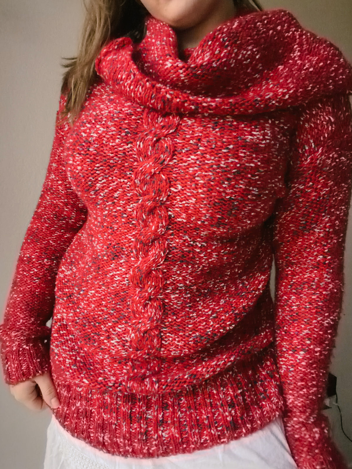 Red Bulky Turtleneck Sweater