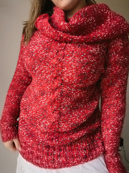 Red Bulky Turtleneck Sweater